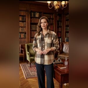 Plaid Brown and Tan Women's Jacket